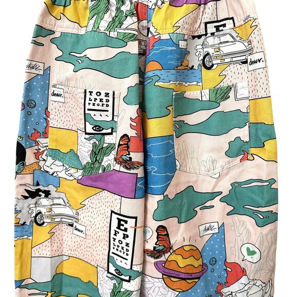 JAPANESE BRAND Cartoon Graphic Wide Leg Pant ONE SIZE - Picture 4 of 5